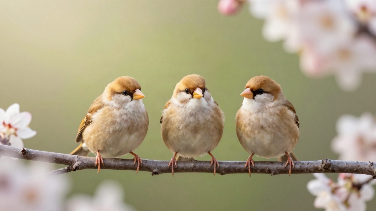 سه پرنده روی شاخهی شکوفه برای معنی عدد فرشته ۳۳۳